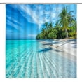 thumbnail image 2 of Ocean Beach Shower Curtain - Tropical Palm Tree Summer Hawaiian Coastal Seascape Nature Scene, Polyester Bathroom Decor Curtains with Hooks, Perfect for a Relaxing and Seaside-Inspired Bath, 2 of 6