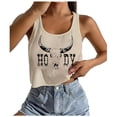 thumbnail image 2 of Conairie Womens Workout Tank Tops Scoop Neck Sleeveless Ribbed Knit Crop Basic Blouses Letter Print Y2K Camisole Shirts Beige L, 2 of 4