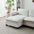 thumbnail image 4 of Living Room Furniture Sofa Luxury Couch Four Seater with Two Ottomans Soft Chenille Upholstered U Shape Sofa Beige, 4 of 7