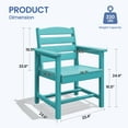 thumbnail image 3 of KINGYES All Weather Outdoor Dining Chairs Set of 4, HDPE Oversized Patio Chairs, Aruba Blue, 3 of 9