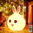 thumbnail image 1 of Veilleuse Lapin en Silicone pour Filles - 7 Couleurs Changeant LED, USB Rechargeable, Portable, 1 of 5