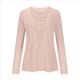 thumbnail image 2 of Camiseta de Mujer con Encaje de Piña y Costuras, Color Liso, Larga, Cuello Redondo, Informal. Rosa M, 2 of 7