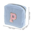 thumbnail image 2 of Unique Bargains 1 Pc Letter P Pattern Makeup Bag for Travel Blue Corduroy, 2 of 6