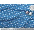 thumbnail image 2 of Soimoi Blue Cotton Cambric Fabric Leaves & Daffodil Floral Print Fabric by Yard 56 Inch Wide, 2 of 3