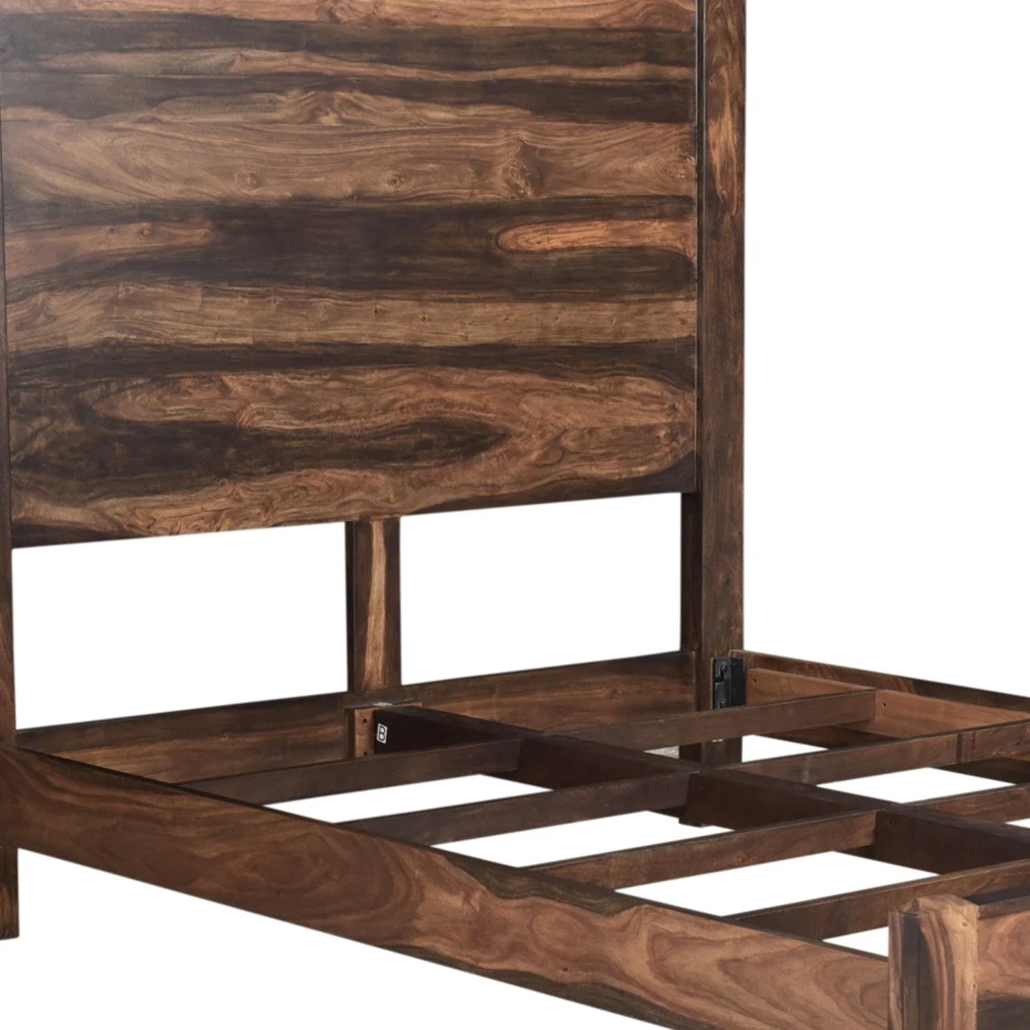 HomeRoots Live Edge Solid Wood Queen Dark Brown Bed