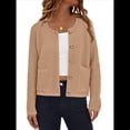 thumbnail image 2 of Suéteres de Punto para Mujer, Moda de Otoño, Larga, Botones, Chaqueta Informal de Moda, Ropa de Invierno. Caqui M, 2 of 9