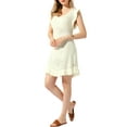 thumbnail image 4 of Allegra K Women's Casual Round Neck Midi Ruffled Knit Dresses, 4 of 5