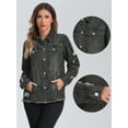 thumbnail image 2 of DARING DIVA Women's Frayed Distressed Washed Denim Jacket XS Black, 2 of 6