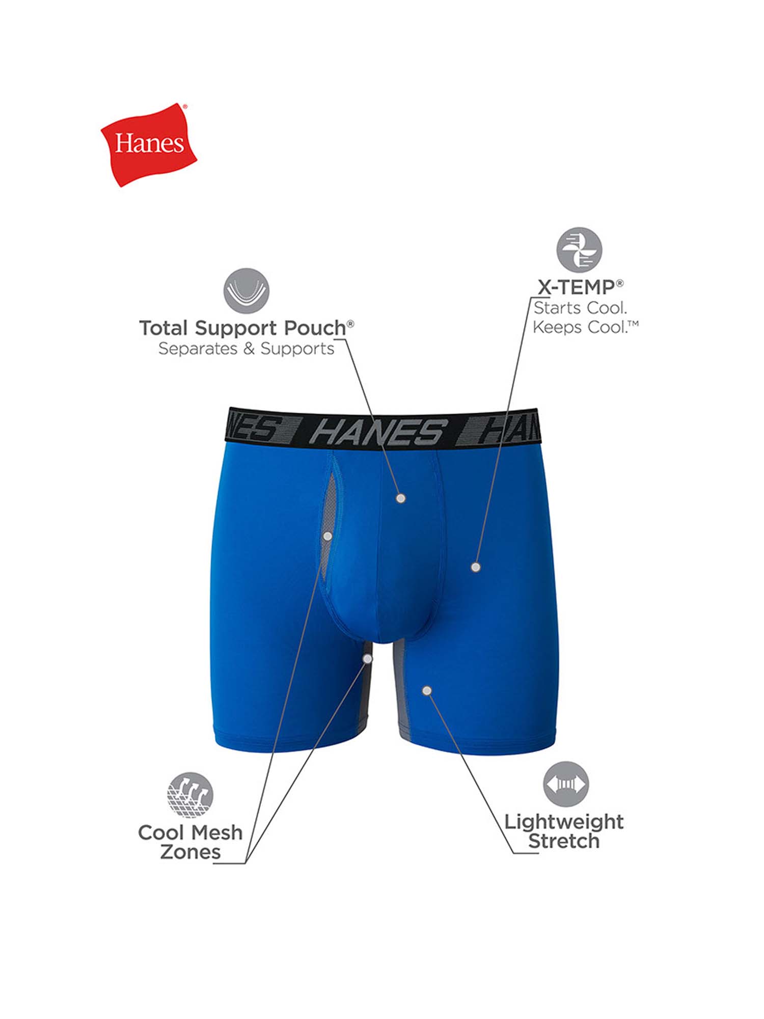 Hanes X-Temp Total Support Pouch Men's Boxer Briefs, Anti-Chafing ...