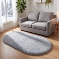 thumbnail image 6 of Fluffy Area Rug, YEERSWAG 2.6x5.3 ft Soft Shaggy Rug for Bedroom Living Room, Machine Washable Non-Slip Oval Carpet, Light Grey, 6 of 8