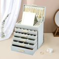 thumbnail image 2 of Joyero Organizador de 6 Niveles con Espejo, Caja de Joyas de Cuero con Cajones de 5 Capas, Regalo para Mujer,Alahero Joyero Mujer,adecuada para joyas, Aretes, Anillos (Gris), 2 of 7