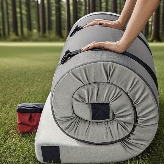 SWTMERRY 2-Inch Roll-Up Camping Mattress Pad - Portable Lightweight Foam Sleeping Mat with Reinforced Edges for Travel, Camping, Tent