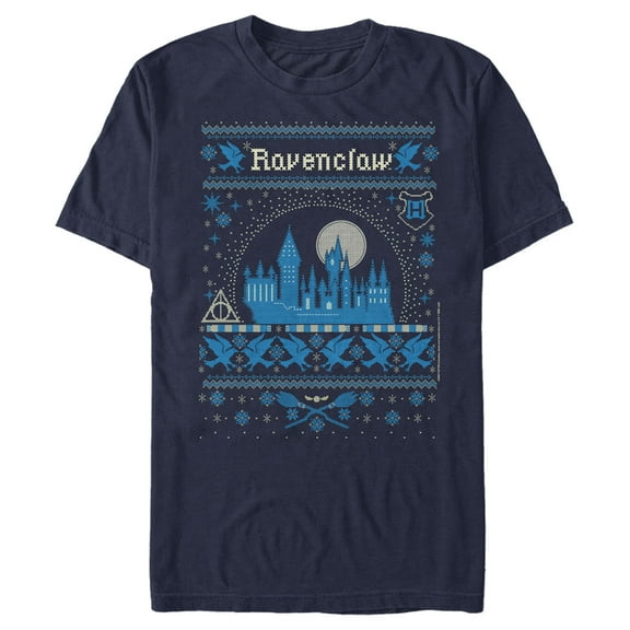 Men's Harry Potter Ravenclaw Ugly Sweater Graphic Tee Navy Blue 3X Large