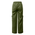 thumbnail image 5 of Rovga Women Pants Casual Trousers Cargo Pants 4 Pockets Wide Leg High Waist Straight Leg Pants Baggy Comfy Satin Trousers Relaxed Bottoms, 5 of 7