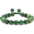 thumbnail image 1 of Angelstones Perles Rondes en Pierre Précieuse Faite à la Main 10mm Serpentin Africain Réglable Tressé Macramé Pompons Chakra Reiki Bracelets 7-9 Pouces Unisexe, 1 of 2