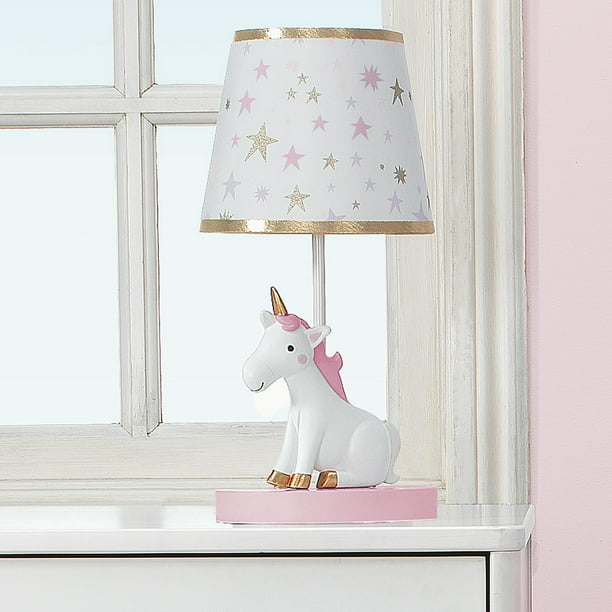 Bedtime Originals Rainbow Unicorn Lamp, Neon Pink Unicorn Table Lamp