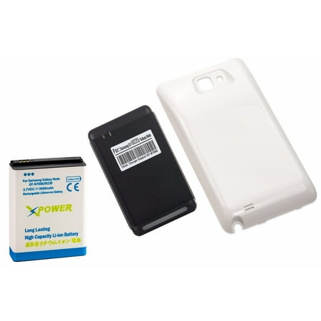 High Capacity Battery Door - X Power 5000mAh High Capacity Battery + White Door + Charger For Galaxy Note 1