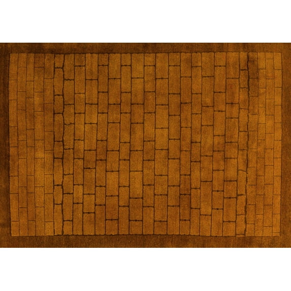 Ahgly Company Machine Washable Indoor Rectangle Abstract Yellow Modern Area Rugs, 2' x 4'