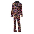 thumbnail image 4 of Women 2 Piece Outfits Casual Long Sleeve Loose Fit Button Down Shirts Blouses Tops Wide Leg Long Pants Sets Loungewear, 4 of 5