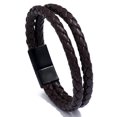 thumbnail image 1 of Pulsera de doble círculo trenzada Vintage de tendencia para hombre pulsera de cuero de imitación de moda Simple brillar Hogar, 1 of 5