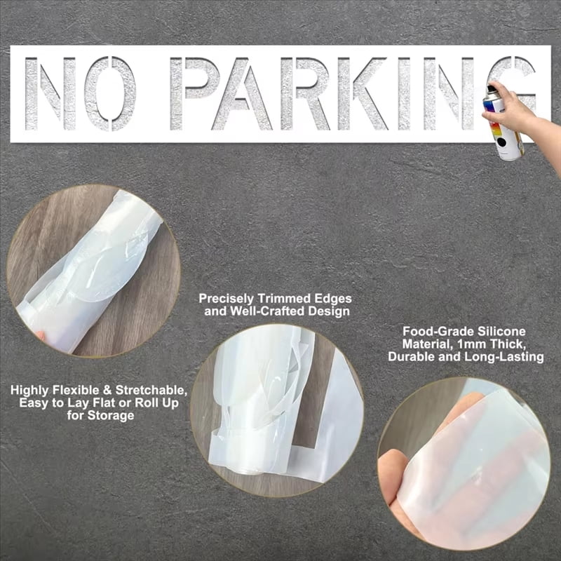 Reusable Fire Lane Stencil Template, 12" Tall Letters Silicone Stencil for Parking Lot, Pavement, and Asphalt, Durable No-Parking Stencil for Safety Marking