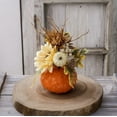 thumbnail image 4 of COM1950s Large Fall Pumpkin Decor,Thanksgiving Harvest Home Ornament,Foam Autumn Centerpiece with Sunflower and Maple Leaf for Table Desk Decor,10 Inches Tall, 4 of 6