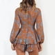 thumbnail image 5 of Monos de playa estampados para mujer con escote en V profundo y manga larga con nudo con volantes y dobladillo floral Fridja  fhjkhfk460308, 5 of 9