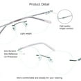 thumbnail image 2 of VisionGlobal Metal Readers for men/women Blue Light Blocking,Hand-set Diamond Fashion Square Glasses (Pink Clear, +2.00 Magnification), 2 of 5