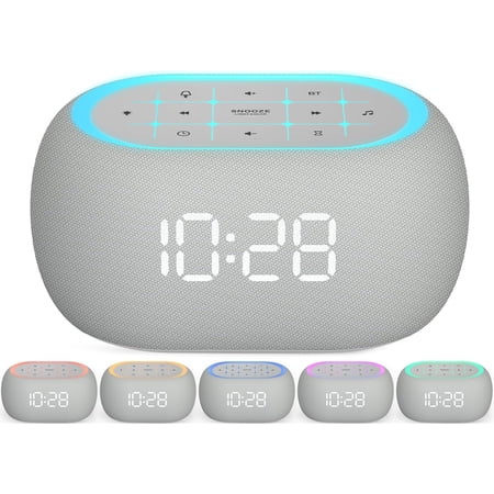 White Noise Sound Machine Alarm Clock with Bluetooth Speaker, 21 Relaxing Sounds, 7 Night Lights,0-100% Dimmer/Sleep Timer/30-Level Volume Control,Sound for Kids Adults Sleeping,Bedroom