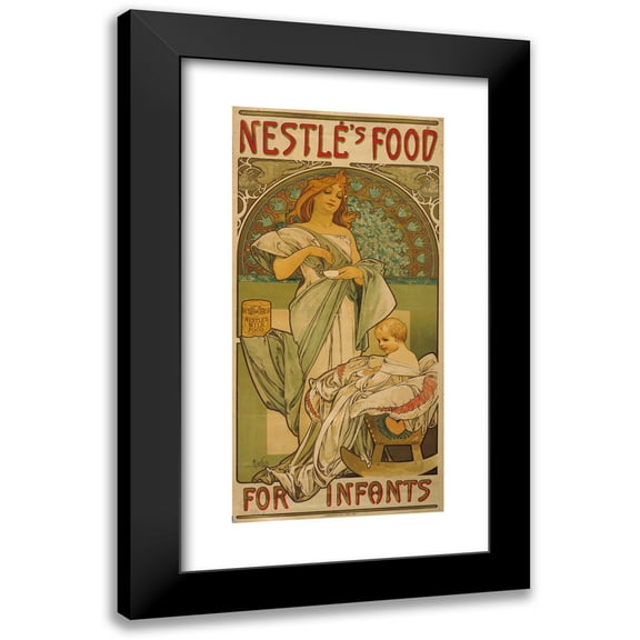 Alphonse Mucha 9x14 Black Modern Framed Museum Art Print Titled - Nestle's Food (1897)