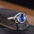 thumbnail image 2 of HeartsAndYou 1ct Natural Blue Sapphire Engagement Ring 14k SOLID White Gold Butterfly Curved, 2 of 8