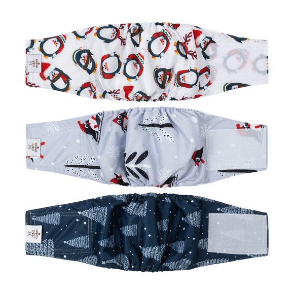 Pañales CuteBone para perros machos, lavables y reutilizables, diseño navideño