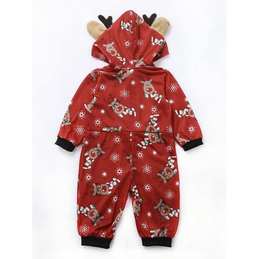 Sinhoon Christmas Family Matching Hoodie Pajamas Reindeer One Piece Jumpsuit Zipper Pjs for Adult Kids Baby