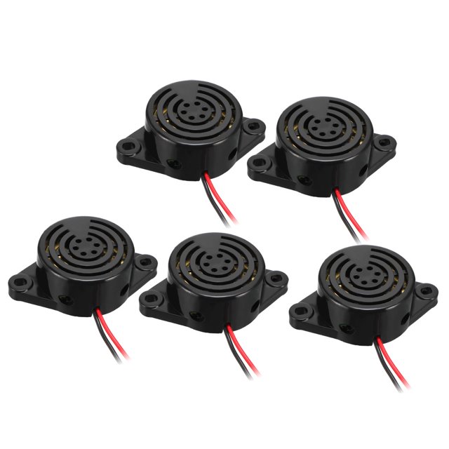 Unique Bargains 5Pcs DC 3V-24V 100dB Active Electronic Buzzer Beep Tone Alarm Ringer Continuous Sound Black