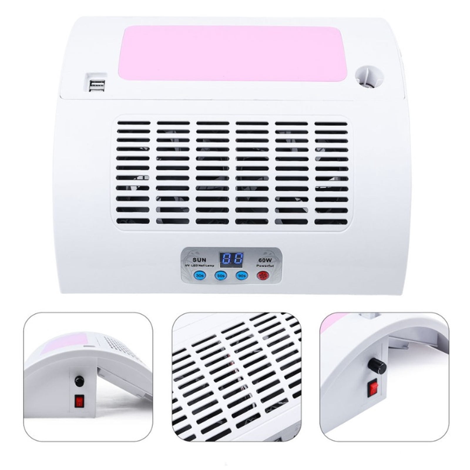 UV Led Nail Lamp Gel Polish Dryer Electric Drill Machine Nail Dust Collector Fan Vacuum Cleaner Multifuncion Manicure Machine ,360° Powerful Suction
