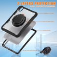 thumbnail image 6 of SaniMore Case for iPad Mini 6 8.3", with Shoulder Strap Pencil Slot Hybird PC TPU Back Cover 360° Ratating Handle Bracket Shockproof Anti-fall Rugged Kids Shell, Black, 6 of 18