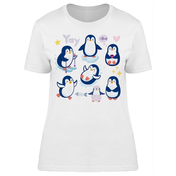 Cute Penguins Skiing Tee Women's -Image by Shutterstock