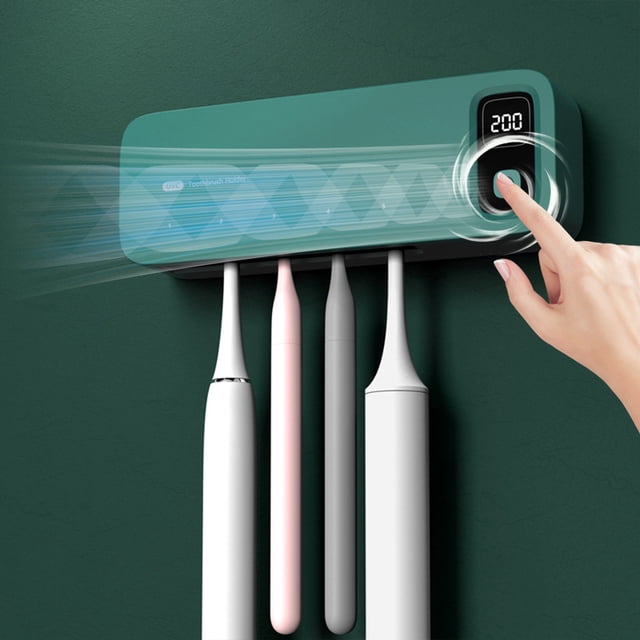 Toothbrush Dryer 5 Slot Toothbrush Sanitizing Cleaner Wall Mount/Drying Rechargeable Bathroom Toothbrush No Drilling Required