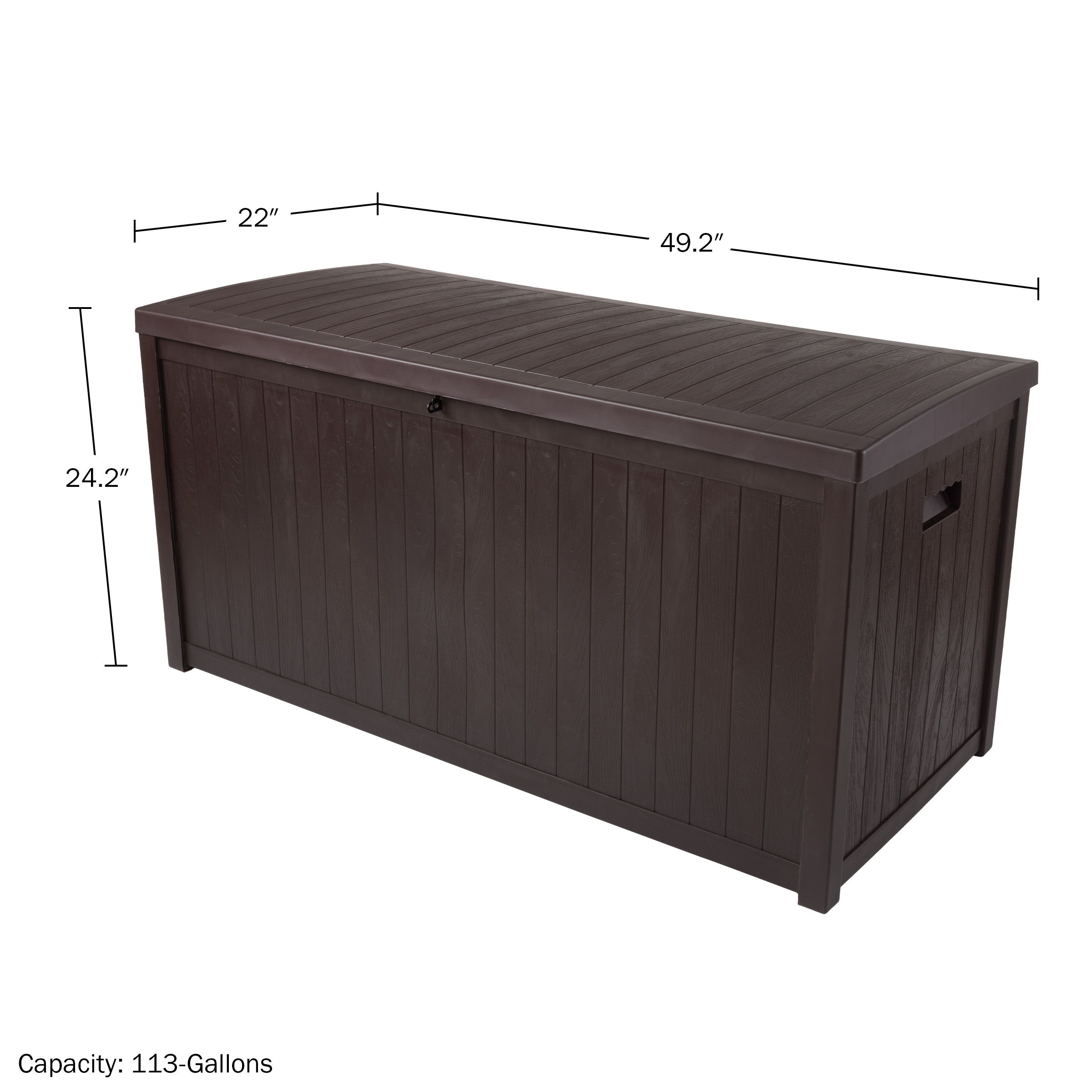 Storage Box - 113-Gallon Container for Patio Storage - Durable and Fade-Resistant Resin Deck Box - Outdoor Furniture by Pure Garden (Brown)