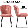 thumbnail image 3 of Dining Chairs Set of 2, Upholstered Chenille Fabric Kitchen Chairs With Metal Legs, Wingback Elegant Tufted Accent Vanity Chair For Dinner, Bedroom, Living Room, Apartment, Coral, 3 of 6