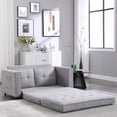 thumbnail image 4 of {Video Provided} Upgraded Loveseat Sleeper Sofa Bed, Futon Sofa Bed with 2 Side Pocket, 3-in-1 Upholstery Floor Gaming Sofa Bed, Convertible Pull Out Couch Bed for Living Room,Light Gray, 4 of 9
