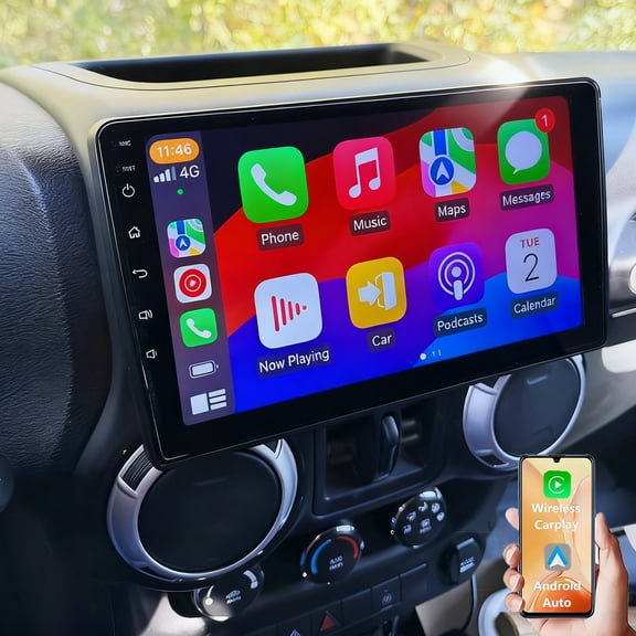 Gsuatey Car Radio for Jeep Wrangler Sahara 2007-2017, 10 Inch Touchscreen Car Stereowith Wireless CarPlay Android Auto Bluetooth/SWC/GPS/FM