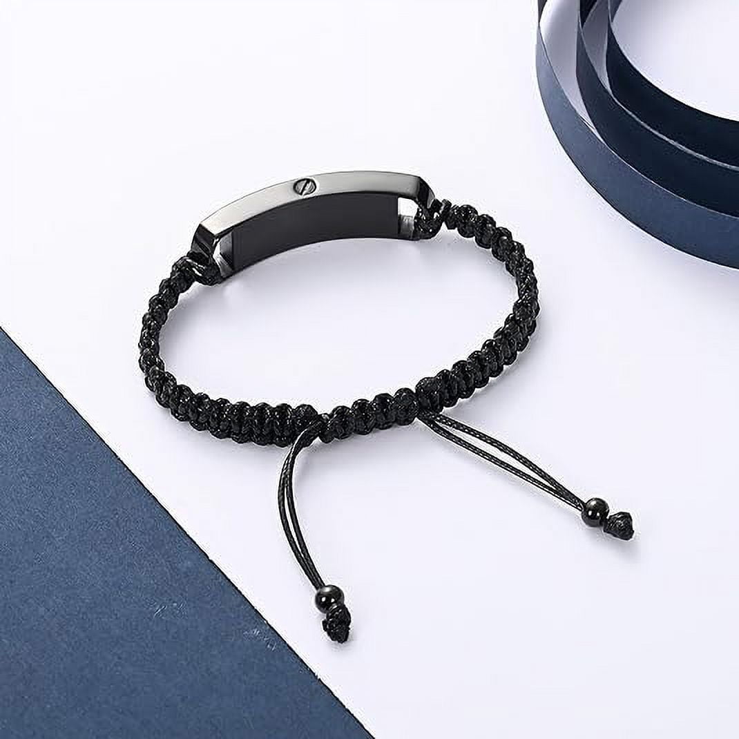 Personalized Square Cremation Urn Bracelet for Ashes for Men Women Stainless Steel Braided Adjustable Wristband Bangle Keepsake Human Pet Memorial Gift