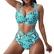 thumbnail image 1 of MKLEKYY Traje De Baño Mujer Natacion Print Piece Swimsuit High Tops+Shorts Two Ruched Wrap Women Two Waist Crop Up Bikini Push Front Retro Swimwear Snakeskin Piece Swimwears Tankinis Set, 1 of 6