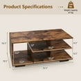 thumbnail image 3 of Gymax Table Basse Géométrique avec Étagères de Rangement à 2 Niveaux, Brun Rustique, 3 of 10