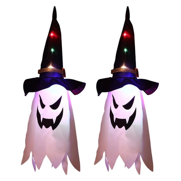 Linterna de sombrero de fantasma de mago brillante con luz intermitente LED de decoración de Halloween (Colore Hugtrwg Para estrenar