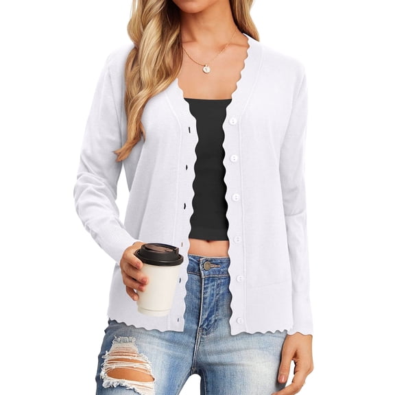 Nlife Button Down Sweater for Women Lightweight V Neck Cardigan Knitted Long Sleeve Top