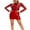 Red, variant on GXFC Women Leather Bodycon Mini Dress, Shiny Metallic Long Sleeve Round Neck Club Dress