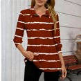 thumbnail image 4 of 3/4 Length Sleeve Tops for Women Crew Neck Gradient Printed Shirts Loose Lightweight Tees Business Casual Outfits Fashion Trendy Loungewear Casual Blouses Solid Color Tshirts Red M, 4 of 5