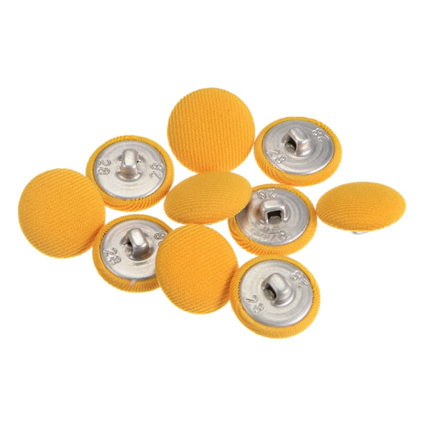 10uds 28L Tela Cubierto Botón 18mm Redondo Metal Vástago Costura Botones para Trajes Vestidos Blusas, Amarillo